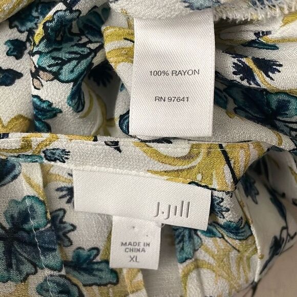 J. Jill Botanical Floral Bird Print High Low Hem Blouse XL - Picture 8 of 8